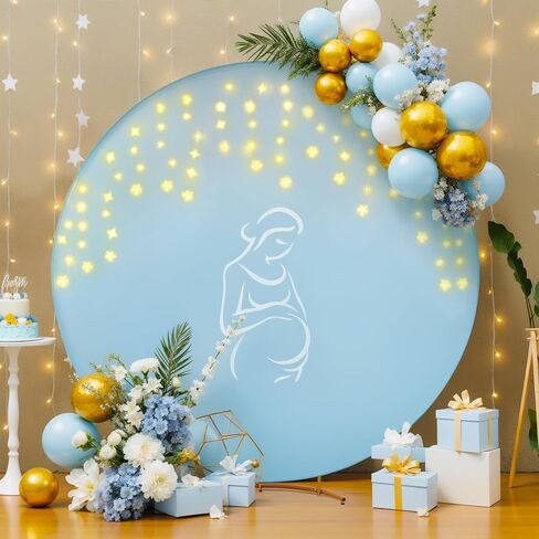 7.2 قدم غطاء خلفي أبيض أبيض مع سلسلة أضواء لدائرة القوس ، أغطية خلفية الدائرة مع LED Fairy Lights for Wedding Arch Baby Shower Party Photo Photo Photo Photo Prossial in Kuwait