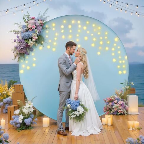 7.2 قدم غطاء خلفي أبيض أبيض مع سلسلة أضواء لدائرة القوس ، أغطية خلفية الدائرة مع LED Fairy Lights for Wedding Arch Baby Shower Party Photo Photo Photo Photo Prossial in Kuwait