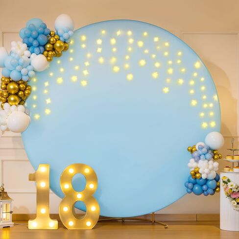 7.2 قدم غطاء خلفي أبيض أبيض مع سلسلة أضواء لدائرة القوس ، أغطية خلفية الدائرة مع LED Fairy Lights for Wedding Arch Baby Shower Party Photo Photo Photo Photo Prossial in Kuwait