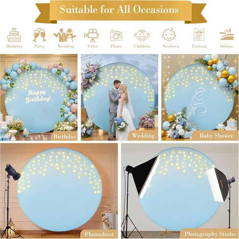 7.2 قدم غطاء خلفي أبيض أبيض مع سلسلة أضواء لدائرة القوس ، أغطية خلفية الدائرة مع LED Fairy Lights for Wedding Arch Baby Shower Party Photo Photo Photo Photo Prossial in Kuwait