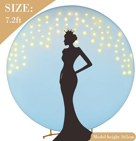 7.2 FT Ivory Round Backdrop Cover with Lights String for Circle Arch Stand, Circle Backdrop Covers with LED Fairy Lights for Wedding Arch Baby Shower Birthday Party Photo Shoot Photography Background in Saudi Arabia