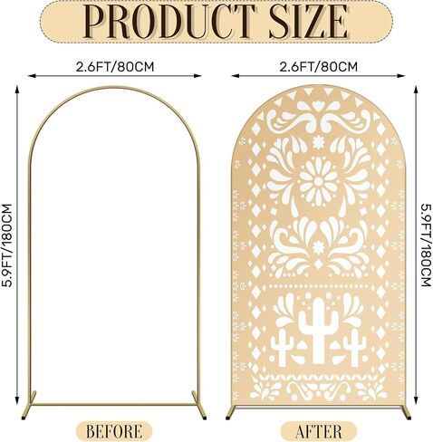 Beige Yellow Arch Backdrop for Baby Shower Mexican Talavera Wedding Party Stretchy Arch Stand Cover Doubleside Banner Baptismx Birthday Decoration Props(Only Cover)(3.3x6ft,Light Brown) in Kuwait