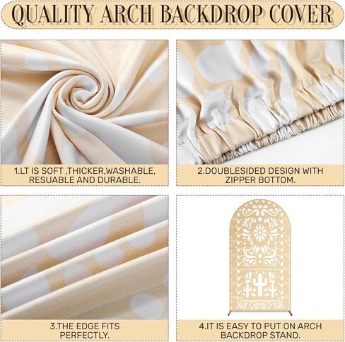 Beige Yellow Arch Backdrop for Baby Shower Mexican Talavera Wedding Party Stretchy Arch Stand Cover Doubleside Banner Baptismx Birthday Decoration Props(Only Cover)(3.3x6ft,Light Brown) in Kuwait