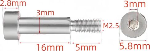 NACX M2 Hex Socket Shoulder Bolts, 2.5mm Shoulder Dia 18mm Shoulder Length, 304 Stainless Steel, 20Pcs in Saudi Arabia