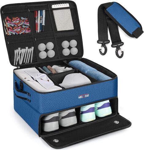 2 Layer Golf Trunk Organizer, Golf Trunk Locker with Separate Compartment for 2 Pair Shoes, Golf Trunk Storage for Balls, Tees, Clothes, Gloves, Accessories in Saudi Arabia