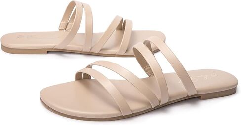 EOZLINK Women's Strappy Flat Sandals Strap Slides Sandals Open Toe Slipper Trendy Dressy Summer Shoes in Saudi Arabia