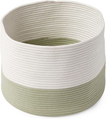 Lalo Braided Storage Basket - Soft Cotton Rope Basket for Blankets, Toys and Nursery Organization, Durable, Easy to Carry, Non-Toxic Nursery Baby Basket, 12.5" Height x 16.25" Diameter Grey in Kuwait