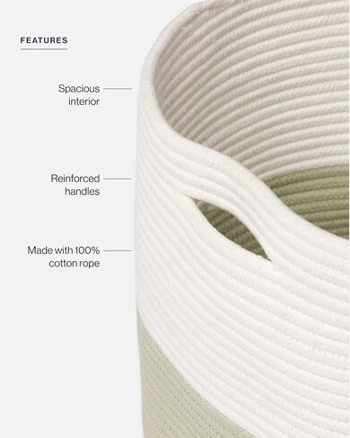 Lalo Braided Storage Basket - Soft Cotton Rope Basket for Blankets, Toys and Nursery Organization, Durable, Easy to Carry, Non-Toxic Nursery Baby Basket, 12.5" Height x 16.25" Diameter Grey in Kuwait