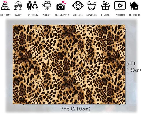 Ltlyh 7x5ft Fabric Leopard Print Backdrop Pattern Pattern Cheetah Black Brown Spots Photography Backdrop Baby Shower Leopard Banner Cake Decorations Photo Photo Booth Studio Studio Props 291 in Kuwait