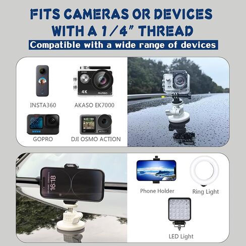 ULIBERMAGNET White Magnetic Camera Mount, Strong Magnetic Mount with 360° Rotation Ball Head, Security Camera Holder with 1/4 inch Thread for GoPro,DJI OSMO Action in Kuwait