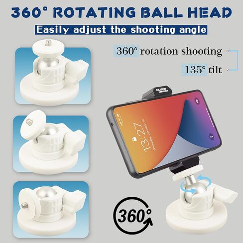 ULIBERMAGNET White Magnetic Camera Mount, Strong Magnetic Mount with 360° Rotation Ball Head, Security Camera Holder with 1/4 inch Thread for GoPro,DJI OSMO Action in Kuwait