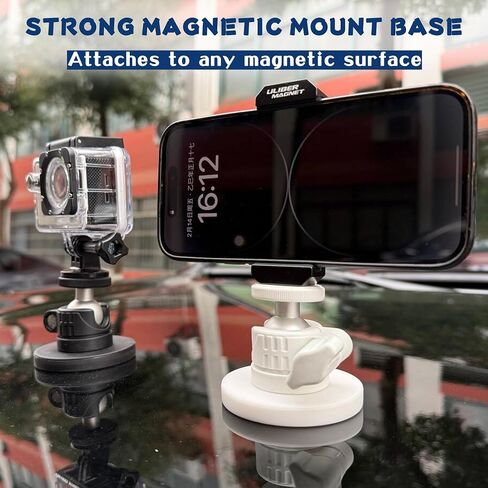 ULIBERMAGNET White Magnetic Camera Mount, Strong Magnetic Mount with 360° Rotation Ball Head, Security Camera Holder with 1/4 inch Thread for GoPro,DJI OSMO Action in Kuwait