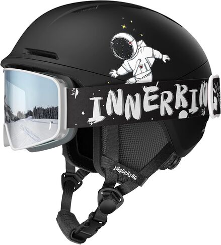 خوذة ونظارات تزلج للأطفال، خوذة تزلج للأولاد خفيفة الوزن، هيكل مقوى من البولي كربونات وإسفنج EPS ممتص للصدمات وبطانة ناعمة، خوذة للفتيات على الجليد 10 فتحات، خوذات رياضية للثلج للمراهقين - برتقالي in Kuwait