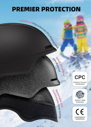 خوذة ونظارات تزلج للأطفال، خوذة تزلج للأولاد خفيفة الوزن، هيكل مقوى من البولي كربونات وإسفنج EPS ممتص للصدمات وبطانة ناعمة، خوذة للفتيات على الجليد 10 فتحات، خوذات رياضية للثلج للمراهقين - برتقالي in Kuwait