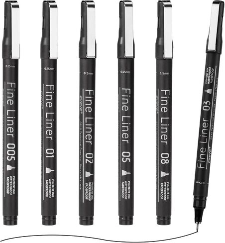 أقلام EYEYE Micron Fineliner، أقلام رسم فنية سوداء، 12 قلمًا أرشيفيًا مجموعة حبر مقاومة للماء، لوازم الفنانين أقلام التحبير الأرشيفية، أقلام الخطوط العريضة للرسم، مجموعة أدوات الرسم والرسم الدقيقة، هدايا in Kuwait