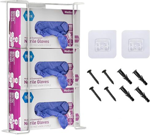 Alpine Glove Holder for Wall Mount - Latex Glove Holder Wire Glove Dispenser for Wall Disposable Glove Box & Tissue Box - Fits 4 Box (White) in Kuwait