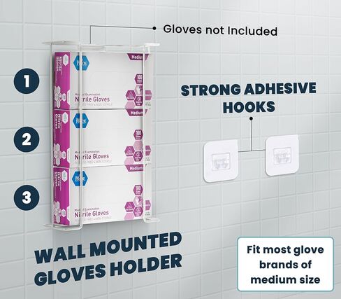 Alpine Glove Holder for Wall Mount - Latex Glove Holder Wire Glove Dispenser for Wall Disposable Glove Box & Tissue Box - Fits 4 Box (White) in Kuwait