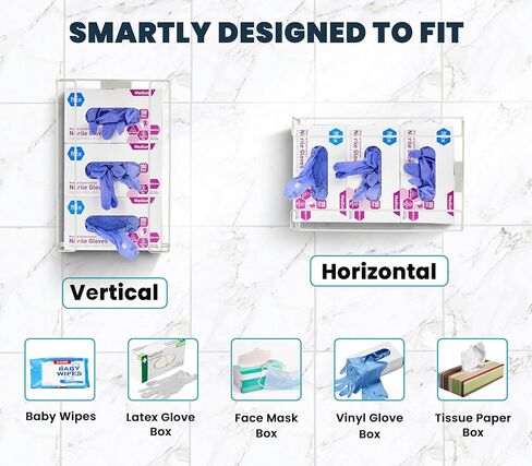 Alpine Glove Holder for Wall Mount - Latex Glove Holder Wire Glove Dispenser for Wall Disposable Glove Box & Tissue Box - Fits 4 Box (White) in Kuwait