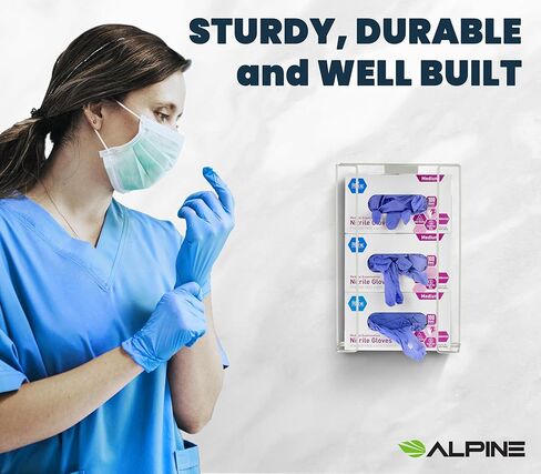 Alpine Glove Holder for Wall Mount - Latex Glove Holder Wire Glove Dispenser for Wall Disposable Glove Box & Tissue Box - Fits 4 Box (White) in Kuwait