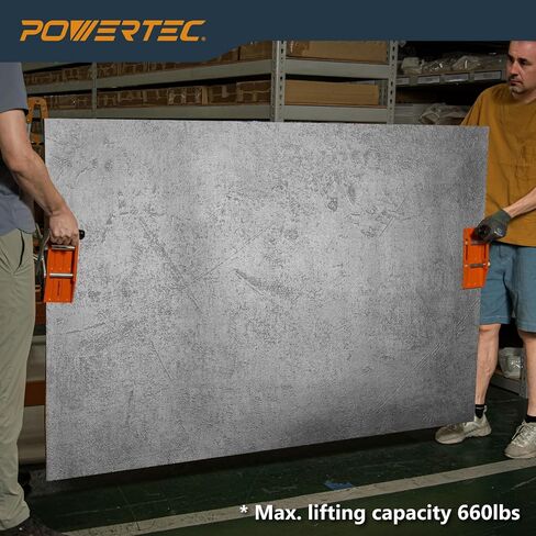 POWERTEC Panel Carrier for Plywood and Drywall - Ergonomic One-Handed Lifting Tool with 100 lbs Capacity, Heavy Duty Self-Adjusting Clamp for Sheets Up to 1" Thick, Easy One-Person Carry (72086) in Saudi Arabia