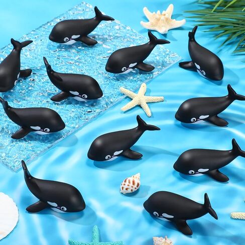 HyDren 48 Pcs Glow in The Dark Rubber Whale Bulk Cute Floating Squeaky Rubber Whale Luminous Mini Sea Animal Toys Bathtub Favors for Classroom Carnival Birthday Pool Sea Party Decor(Black) in Saudi Arabia