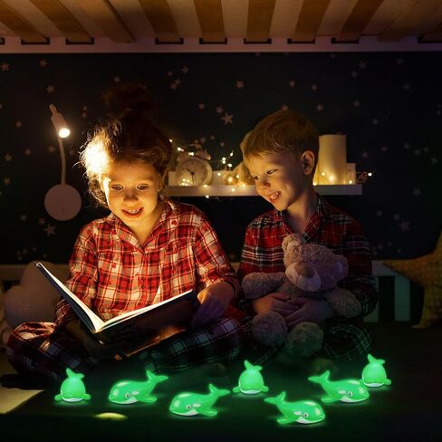 HyDren 48 Pcs Glow in The Dark Rubber Whale Bulk Cute Floating Squeaky Rubber Whale Luminous Mini Sea Animal Toys Bathtub Favors for Classroom Carnival Birthday Pool Sea Party Decor(Black) in Saudi Arabia