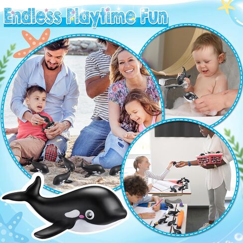 HyDren 48 Pcs Glow in The Dark Rubber Whale Bulk Cute Floating Squeaky Rubber Whale Luminous Mini Sea Animal Toys Bathtub Favors for Classroom Carnival Birthday Pool Sea Party Decor(Black) in Saudi Arabia