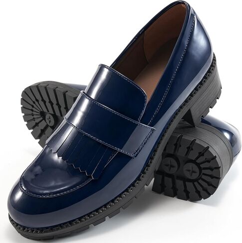 Ecetana Womens Loafers Platform Chunky Penny Lug Sole Comfort Slip on Casual Fashion Business Work Shoes in Kuwait
