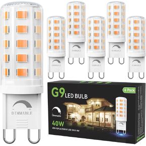 TJOY 12 Pack Dimmable G9 LED Bulb 4W Equivalent 40 Watt, 3000K Soft Warm White, T4 G9 Bi-pin Base Halogen Replacement, G 9 Socket Light Bulb for Chandelier Wall Sconce, 120V No Flicker, 450LM