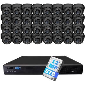 GW Security 32 Channel 12MP NVR 4K H.265+ AI Human & Vehicle Detection Surveillance Security Camera System with 32 UltraHD 4K 8MP IP PoE Microphone Dome Security Cameras (Grey)