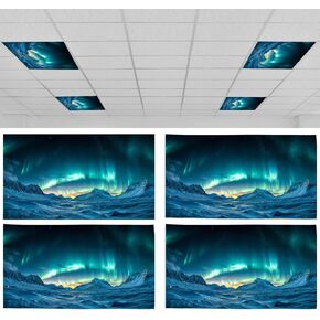 4Pcs Fluorescent Light Covers, 4 x 2 FT Ceiling Lights Cover for Classroom, Ceiling Light Covers Decorative,Magnetic Light Filters for School Home Office Drop Lamp Decor (Aurora)