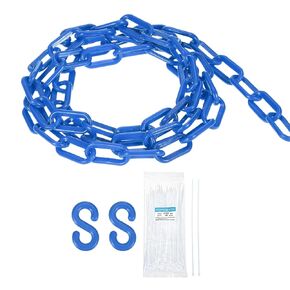 MECCANIXITY Plastic Chain 50 FT/15.5 M, Safety Chain Black Plastic Chain Link Barrier with Zip Ties and S-Hooks for Crowd Control Queue Line Fence Decoration
