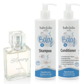 Baby Jolie Baby Shampoo 7.5Oz, Conditioner 7.5Oz and Memory Baby Perfume 1.7Oz Set for Babies and Toddlers - Tear Free, Alcohol Free