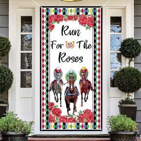 Kentucky Derby Horse Racing Game Door Cover Kentucky Derby Photo Backdrop Kentucy Derby Party Decoration and Supplies for Home