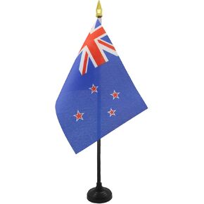 AZ FLAG New Zealand Table Flag 4'' x 6'' - New Zeleander –Kiwi Desk Flag 15 x 10 cm - Golden Spear top