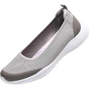 Women's Comfortable Slip on Walking Shoes Knit Loafer Flats Nurse Working Sneakers Casual Dress Shoes Camel Size 7.5
