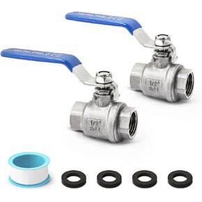 3/4 inch Ball Valve, Josaton 304 Stainless Steel Full Port 3/4 Ball Valve Threaded, 3/4" Npt Ball Valve, Shut Off Valve with Sealing Tape, Gaskets, for Compressed Air, Water, Oil, Gas, 7PCS