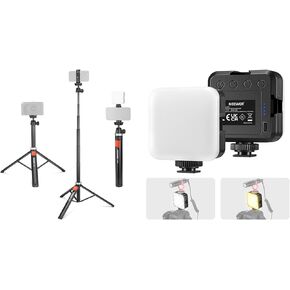 NEEWER NL-36AI LED Video Light and TS05 Phone Tripod for Cell Phone & Camera with Remote, Portable Bi Color 3200K~5600K Dimmable Camera Soft Light with 3 Cold Shoes, 2000mAh Rechargeable Battery