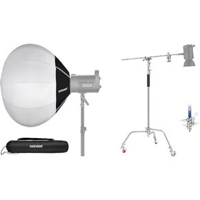 NEEWER NS26L 26"/65cm Lantern Softbox, Quick Release 360° Light Diffuser Bowens Mount Softbox with Lightweight Nylon Alloy for RGB CB60 CB60B Continuous LED Video Lights, SC340AW C Stand Included