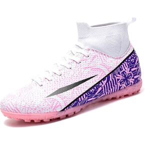 Soccer Cleats for Mens Womens Turf Soccer Shoes Indoor Footall Cleats High Ankle TF AG FG Football Boots Wide Training Sneaker