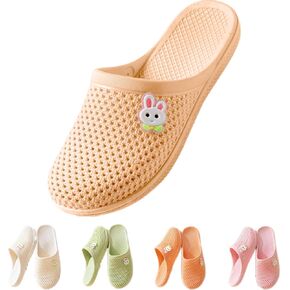 Bunny Slippers Bathroom Slippers Cave Flip-flops Flat Top Slippers Female Soft Sole Non-slip Indoor and Outdoor Wear Casual