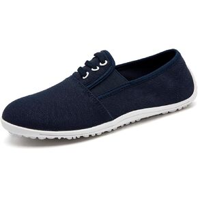 Women's Slip On Canvas Sneakers Low Top Casual Walking Shoes Classic Comfort Flat Barefoot Minimalist Shoes Zero Drop Wide Width Fashion Sneaker