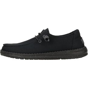 HEYDUDE Wendy Canvas Mono Black/Ash Rose Size 8, Women’s Shoes, Slip-on Loafers, Comfortable & Light-Weight