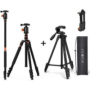 Phopik 77 بوصة ترايبود ، ترايبود كاميرا الألومنيوم خفيفة الوزن لـ DSLR ، ترايبود التصوير الفوتوغرافي وثلاثي ترايبود خفيفة الوزن 55 بوصة ، ترايبود الفيديو
