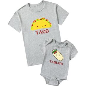 Taco Taquito Mothers Day Mommy and Baby Matching Outfits Mother Son Shirts Set