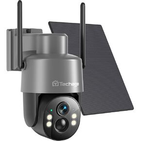 Techage 4G LTE Cellular Solar Security Camera Wireless Outdoor, 2.5K NO WiFi Security Camera with Color Night Vision, 360° PTZ Live View, PIR Motion Detection, Built-in SIM Card, 2 Way Talk
