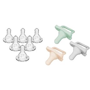 Dr. Brown's Natural Flow Preemie Baby Bottle Silicone Nipple Slowest Flow 0m+, HappyPaci 100% Silicone Pacifier 0-6m 3 Count