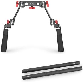SMALLRIG Rosette Handle Kit with Rosette Extension Arm for Camera Shoulder Rig Support + 15mm Carbon Fiber Rods (9 Inch) for 15mm Rod Rail Support System