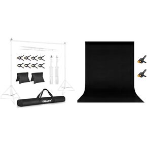 EMART 7x10ft Backdrop Stand with 5x7ft Black Backdrop