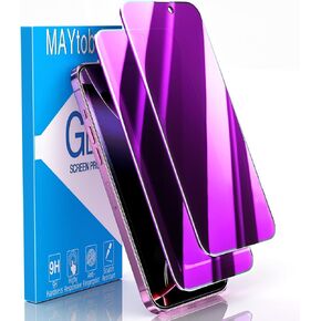 MAYtobe [2-Pack Privacy Screen Protector Designed for iPhone 16 Plus Anti-Blue Light Tempered Glass, Purple Anti-Spy, Eye Protection, Colorful Gradient